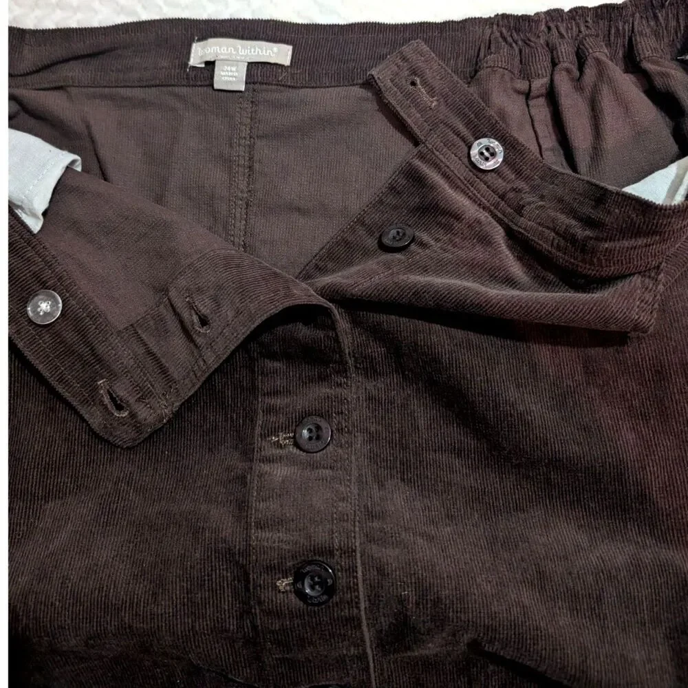Women's Corduroy Skirt -Women Within- Brown Size 24W